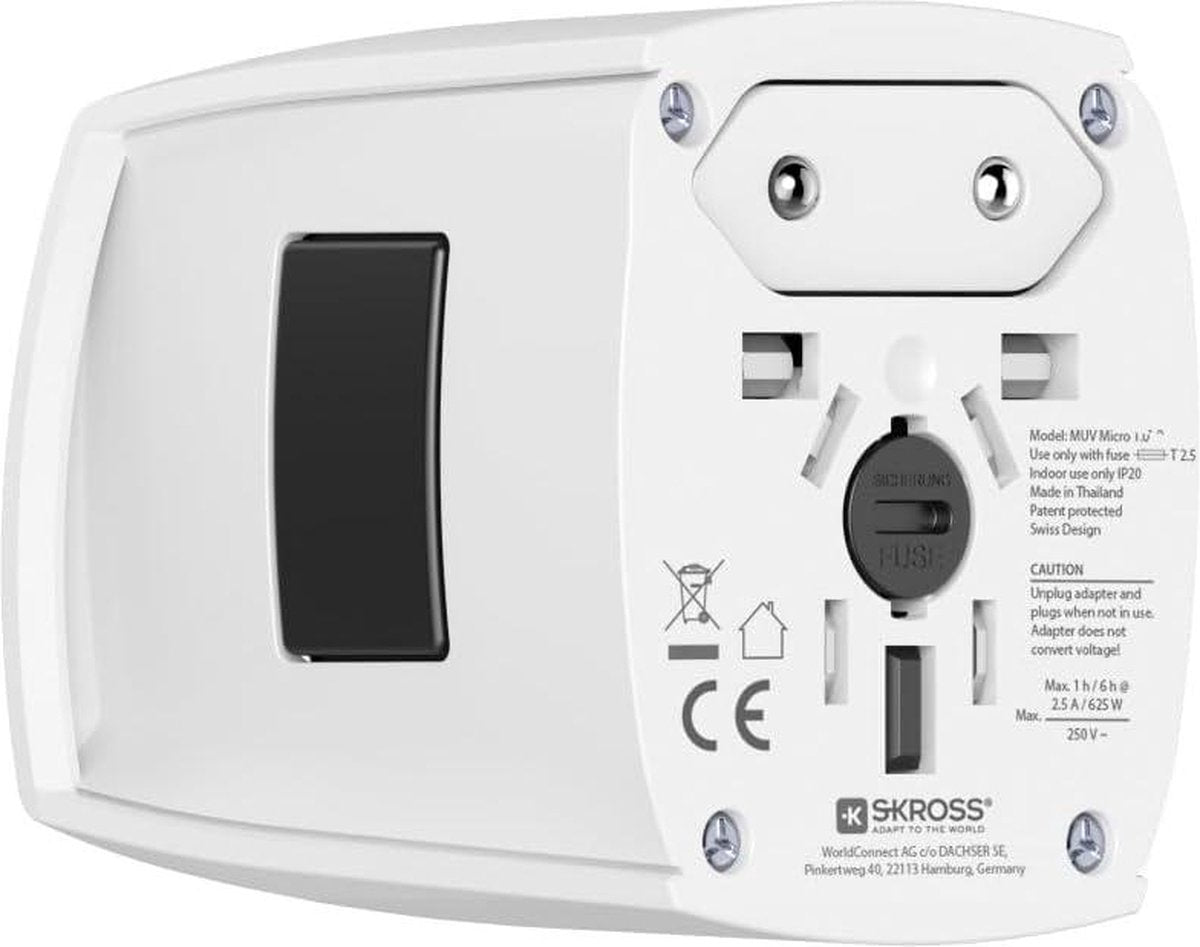 Universal Travel Adapter for Multi Destinations - US UK China Japan Australia - White