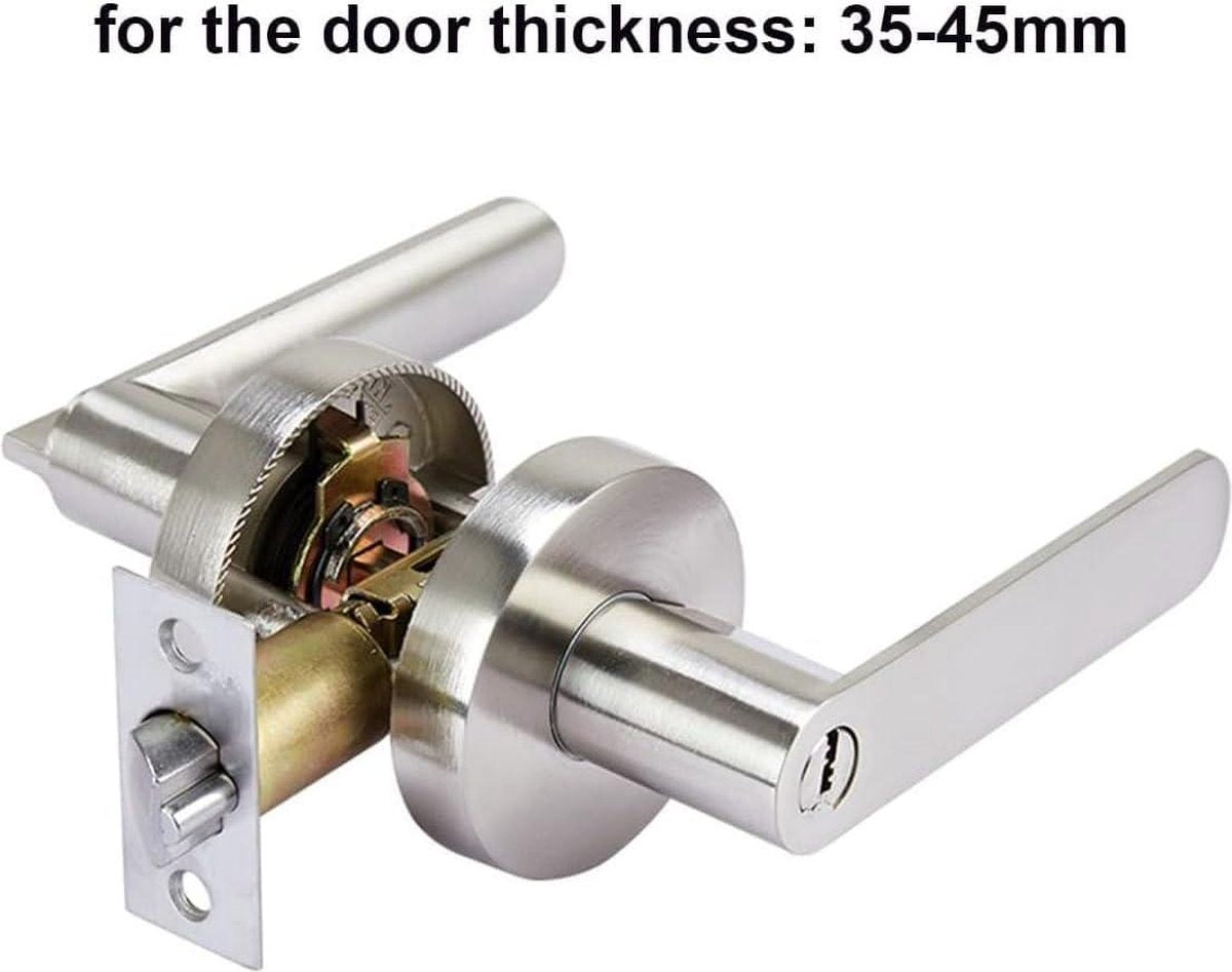 Door Handle Lock Interior Privacy for Bedroom-Closet-Office, Size 60/70mm Round Silver Door Knob Latch