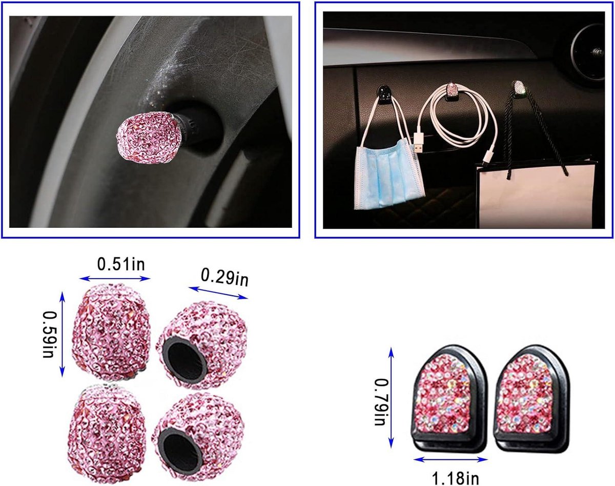 Bling Auto-accessoires Interieur - 20 Stuks voor Vrouwen - Glitter Telefoonhouder - Ontstekingsring - Autohaak Auto Accessoires