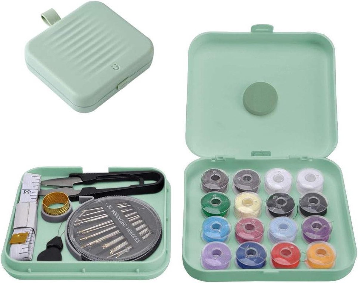 Magnetic Sewing Box Portable Travel Household Emergency Small Sewing Accessories Storage Box - Green camping for beginners