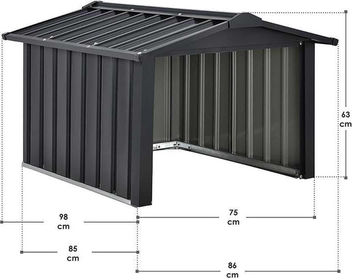 Metal Robotic Lawnmower Garage - 86 x 98 x 63cm - Anthracite
