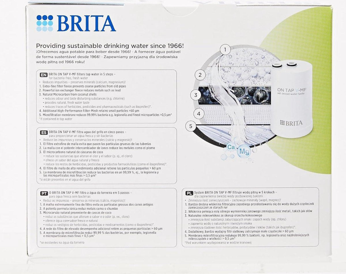 BRITA ON TAP Pro V-MF Waterfiltersysteem incl. 1 filterpatroon - 99,99% - Bacterievrij waterfilters & drinkflessen - Duurzaam Water met Filtertechnologie - Uitstekende Smaak waterfilter kraan