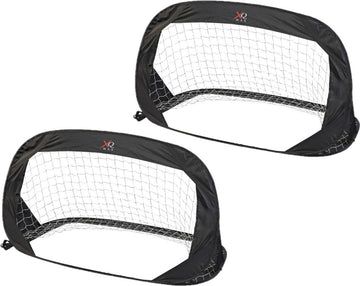 Set van 2x stuks pop-up voetbalgoals/voetbaldoelen 122 x 66 cm - Qx Max inklapbare/vouwbare voetbal doelen