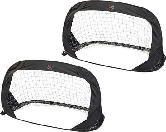 Set van 2 pop-up voetbalgoals/voetbaldoelen 122 x 66 cm - Qx Max inklapbare/vouwbare voetbaldoelen
