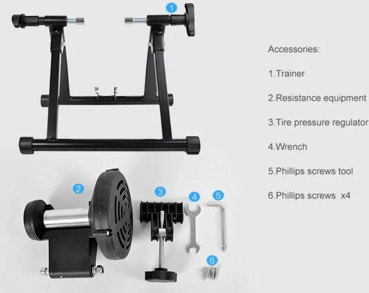 Fietstrainer - Rollenbank voor fietsen met 26-28 inch of 700C wielen - Hometrainer - Racefiets - Mountainbike - Aluminium - Zwart