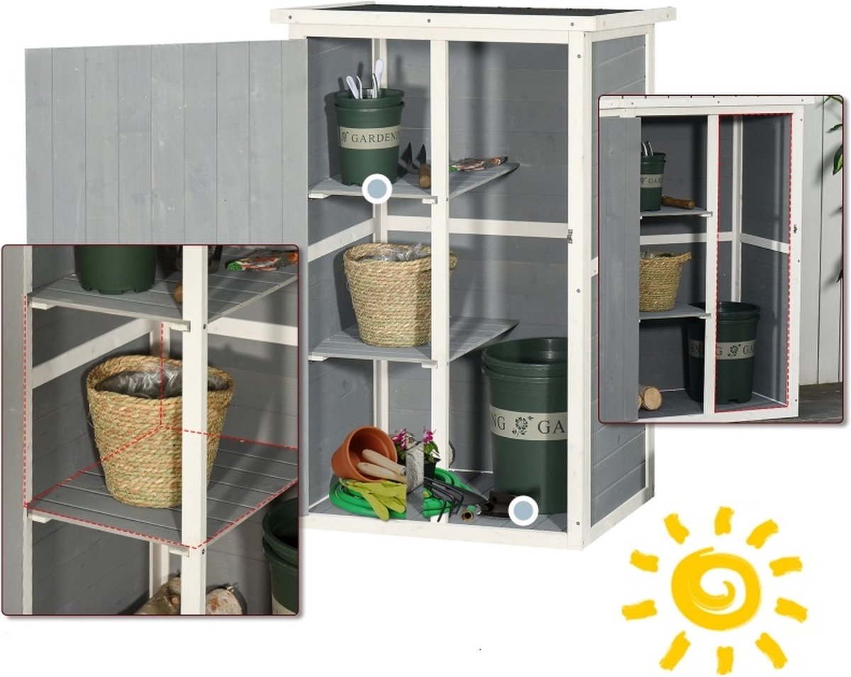 Tuinkast - Tuin opberger - Tuinberging - Tuinschuur - Opbergkast - 75 cm x 56 cm x 115 cm
