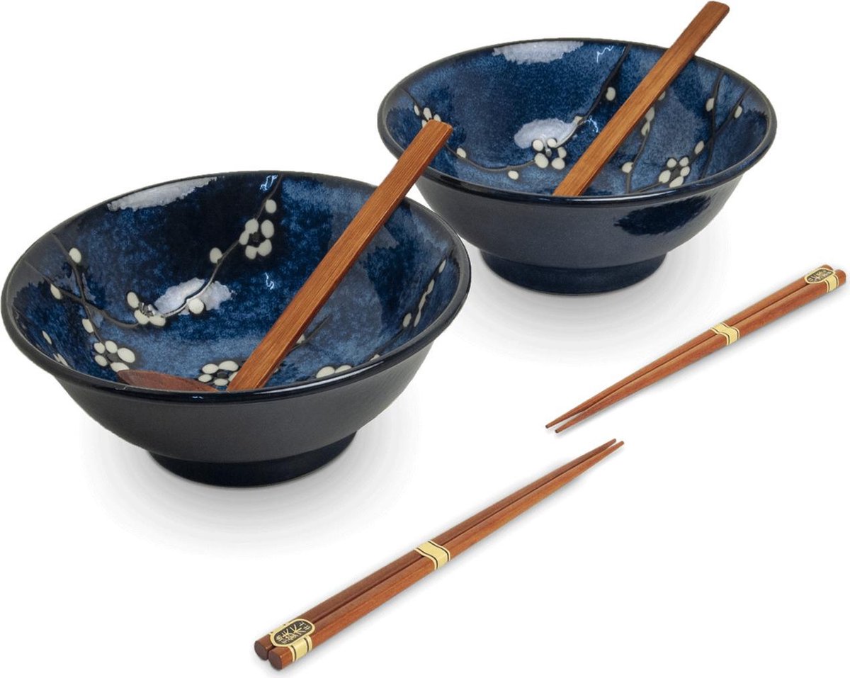 EDO JAPAN - RAMEN KOM SET/6 2PERS HANA BLAUW Ø22CM|H9CM