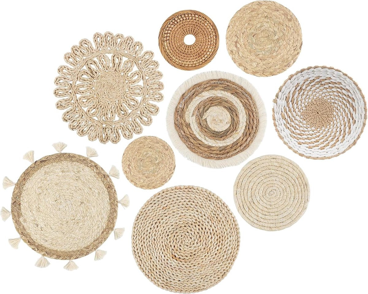 Boho rotan bloemenmandje wanddecoratie (bruin-B)