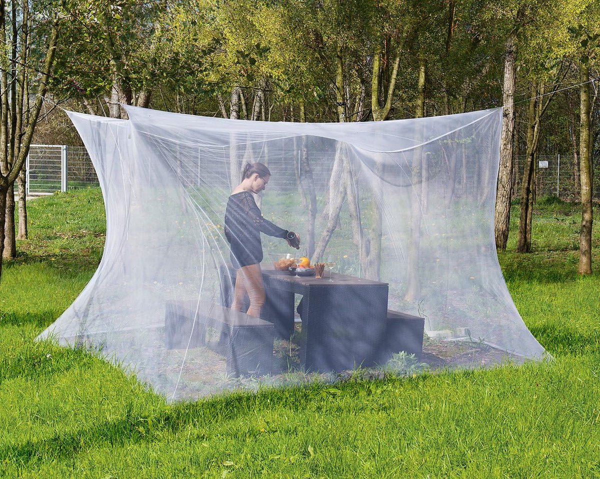 XXL klamboe: voor binnen en buiten, 300 x 300 x 250 cm, 220 mesh, wit (muggennet XXL outdoor, muggenbescherming, anti-muggen)