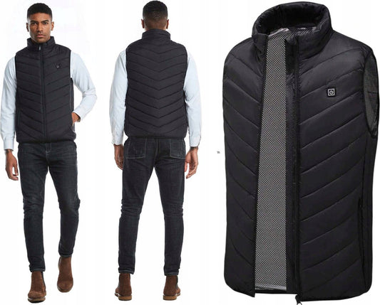 MOZY - Elektrische Bodywarmer - Zwart - Maat L - tot 45 °C - Wasmachine Bestendig - 3 Niveaus - Zonder Powerbank - Verwarmde Bodywarmer - Unisex - Dames en Heren - Verwarmd Vest - Thermovest