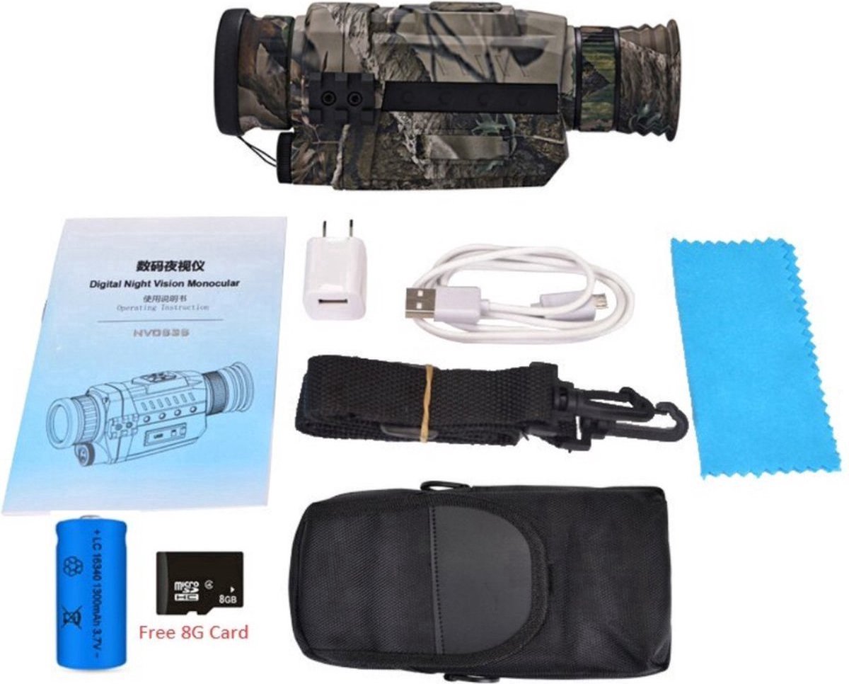 Night Vision Monocular with Infrared - Monocular Telescope for Adults - Night Vision Monocular - Includes 8GB SD Card