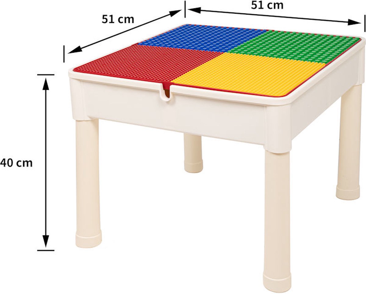 Decopatent® - Kindertafel met 2 Stoeltjes - Speeltafel met bouwplaat en vlakke kant - Geschikt voor Lego® & Duplo® Bouwstenen