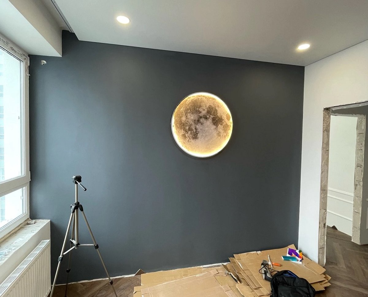 Iralan - Moon Wall Lamp - Ø 60 cm - Dimmable With Remote Control - Bedroom Lamp - Living Room Lamp - Modern Lamp - Led Lamp - Led Ceiling Lamp