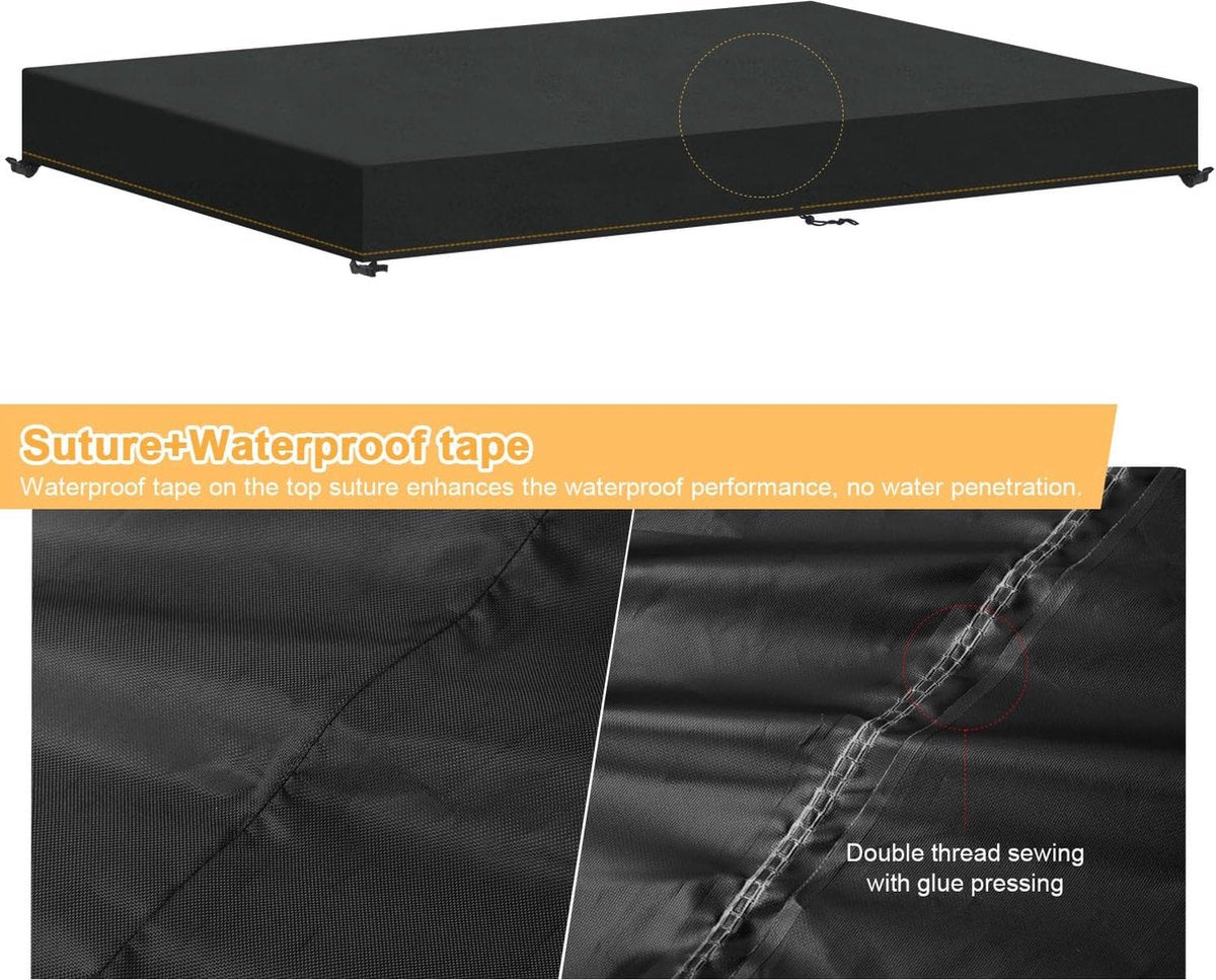 Tuinmeubelhoes, waterdicht, beschermhoes voor tuintafel, afdekhoes, tuintafel, afdekzeil, tafels, winddicht, UV-bestendig, tafelbladafdekking, weerbestendig, 205 x 105 x 15 cm