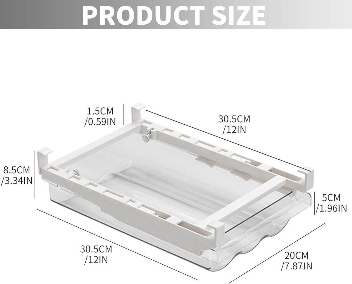 Drawer egg holder with slide rail and handle - Refrigerator egg drawer storage system - Plastic drawer egg storage