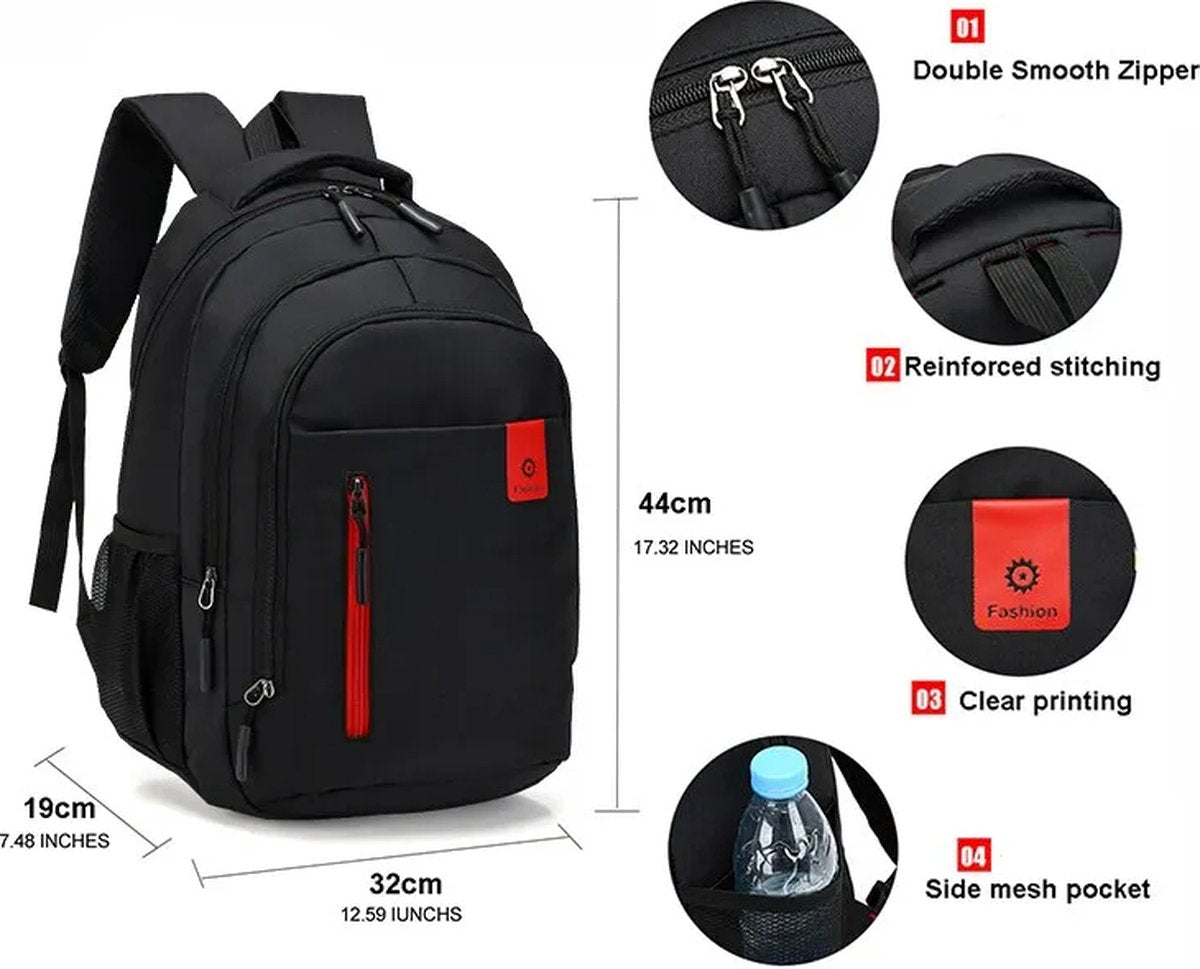 Avoir Avoir®-schoolrugzak-Rugzaktas-Handbagage-Schooltas-Schoolrugzak-Schoolrugtas Grote capaciteit-Waterdicht-Makkelijk te dragen-Stijlvol-Zwart