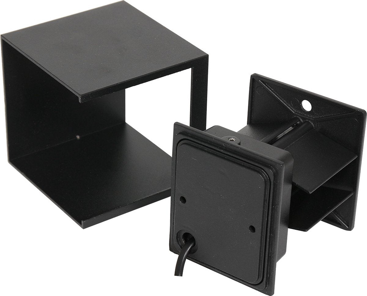 Buitenlamp dubbel met dag- en nachtsensor | industrieel | 2 LED-lichtpunten | mat zwart | 10x10x9,8 cm | modern design | buitenverlichting