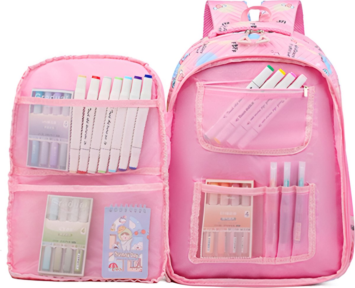 E-Shop4u - Schooltas - Nieuwe Schattige Aardbei Rugzak-Hoogwaardig Nylon-Geschikt voor 16 inch laptops-Schattig Roze-Duurzaam en Waterafstotend