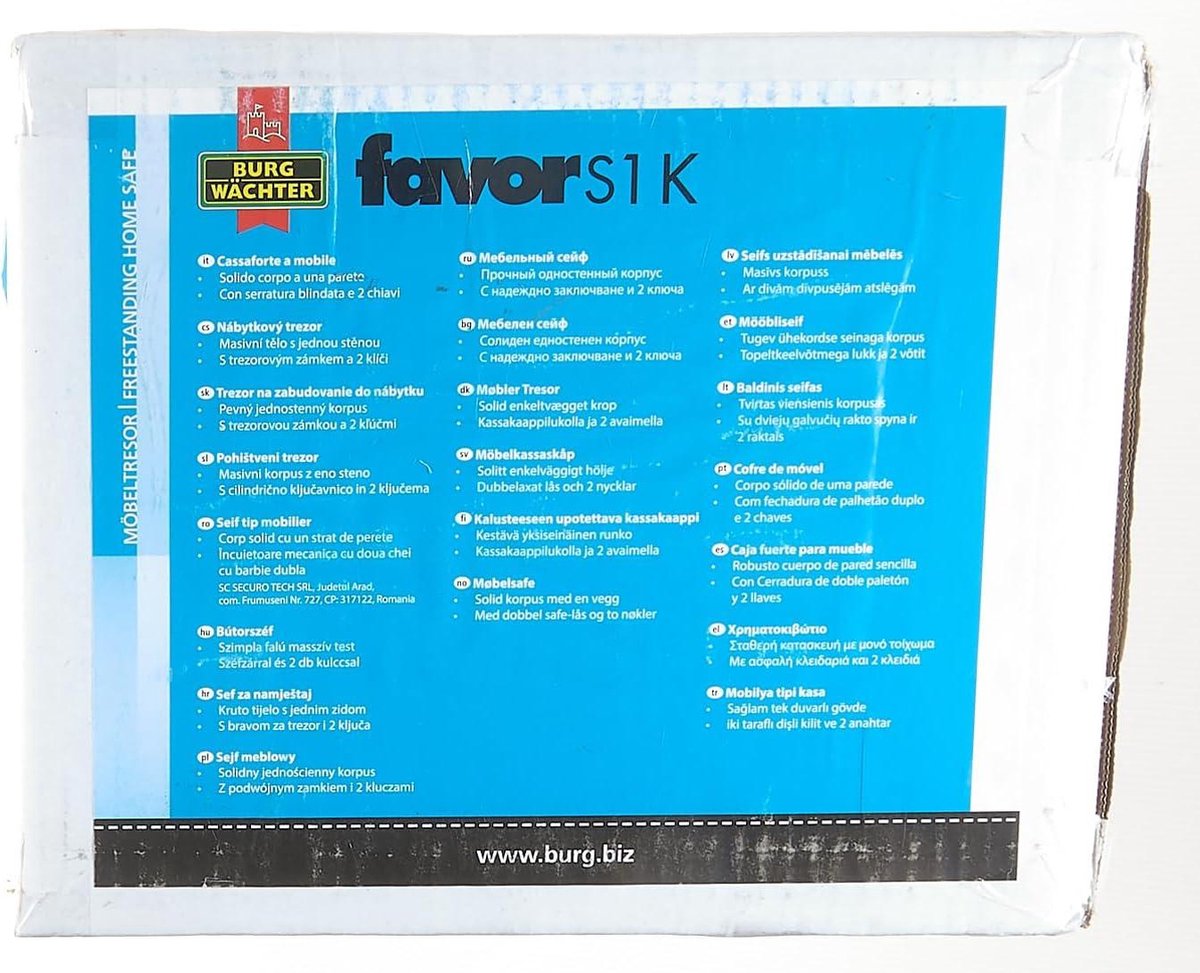 Furniture safe key Favor 52 l 33 kg S1 K black - Fireproof safe