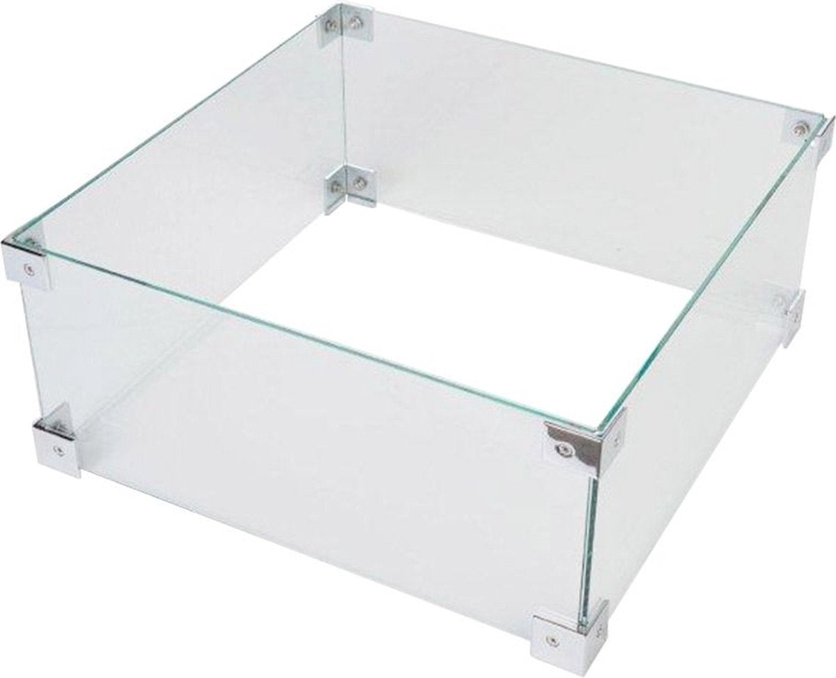 Happy Cocooning glazen ombouw voor vuurtafel vierkant of rechthoek 56x56x26 cm