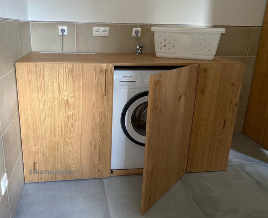 Washing machine surround - Washing machine cabinet - Oak wood - With doors