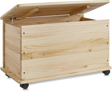 Dekenkist â€“ Opbergkist Binnen â€“ Zitbank Met Opbergsysteem â€“ Houten Kist Met Deksel â€“ Speelgoedkist Voor Kinderen â€“ Voor Slaapkamer & Woonkamer â€“ Op Wieltjes â€“ Hout - Bruin