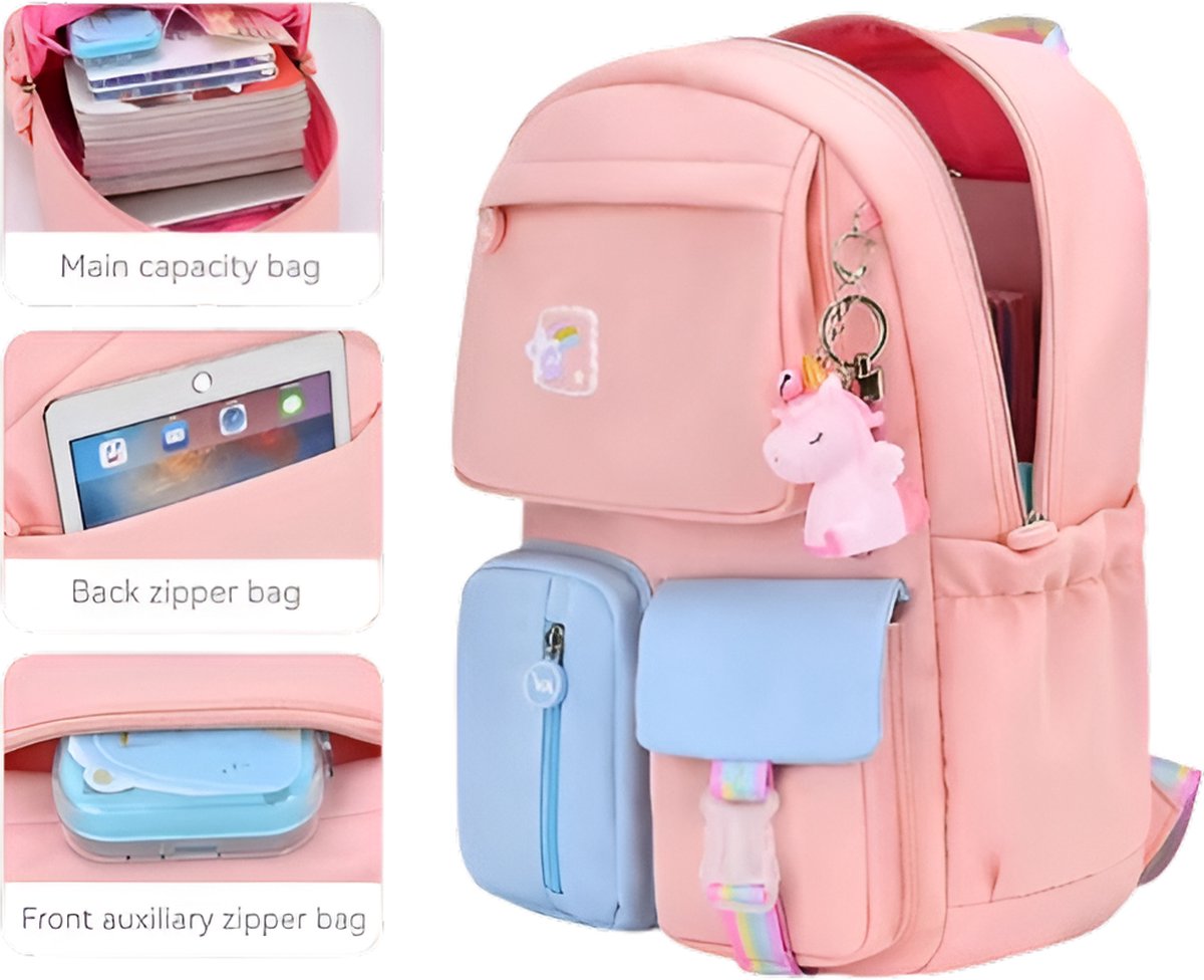 Avoir Avoir® - Stijlvolle en Comfortabele Schoolrugzak voor Meisjes, 43x30x15 cm, Basisschool rugtas, Meerdere Vakken