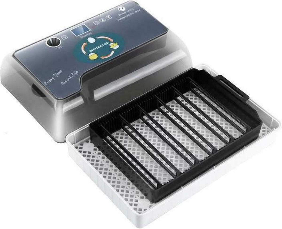Smart Incubator for eggs - automatic rolling system with integrated candling lamp and water bottle