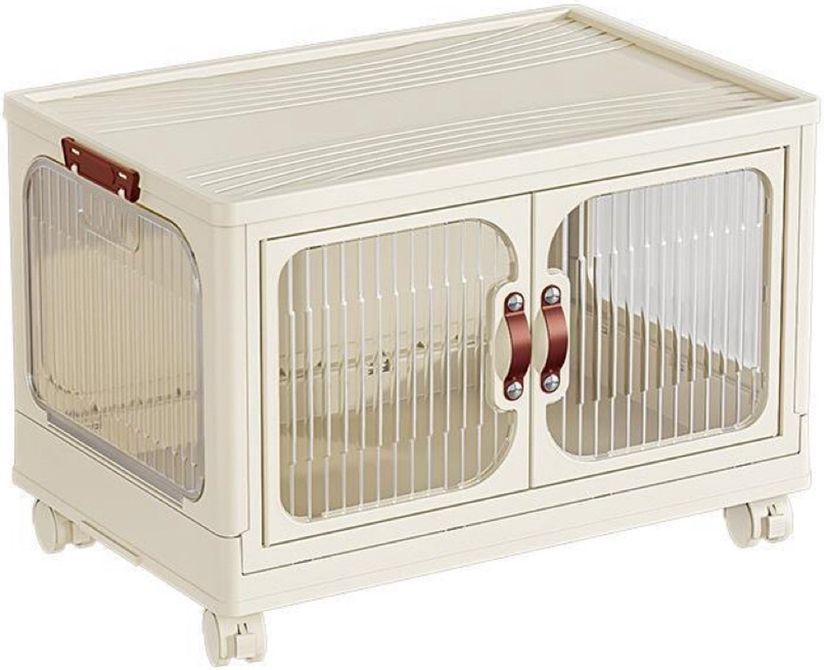 Storage cabinet - Foldable - Storage cabinets with doors - With wheels - Storage boxes - Storage box - Width 63cm - 2 layers - Storage - Organizer - Tidying up - Kitchen - Bathroom - Living room - Bedroom