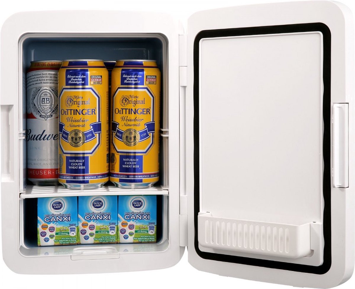 10 L / 12 blikjes minikoelkast, 2-in-1 kleine koelkast Koel- en verwarmingsfunctie, slot Compacte drankenkoelkast 9 V DC / 220 V AC voor kantoren en slaapzalen, drankjes, cosmetica, zwart
