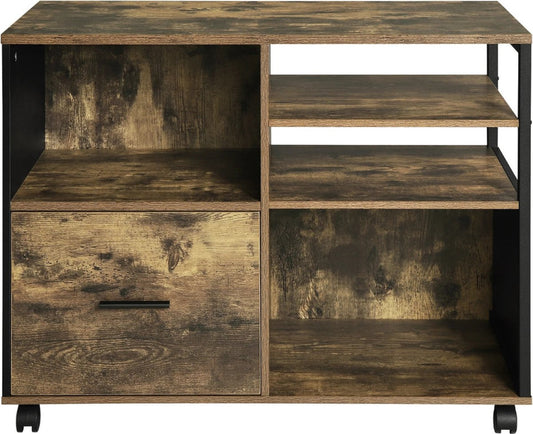 Platenspeler Meubel – Ip Kast – Platenkast - vinyl - Platen - Printtafel - Opbergsysteem - 80x65x40 Cm - Hout - Vintage Bruin