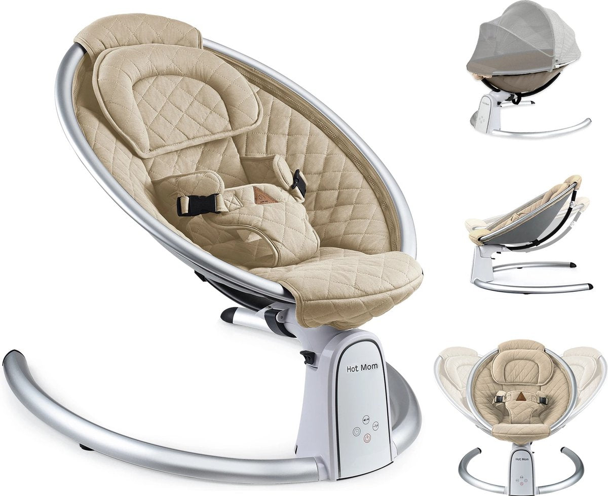Verkoop Nederland® - Automatic Baby Swing - Electric Baby Cradle - Remote Control Bouncer - Five Modes - Play Music with Bluetooth - Timer - Stylish - 0-1 years