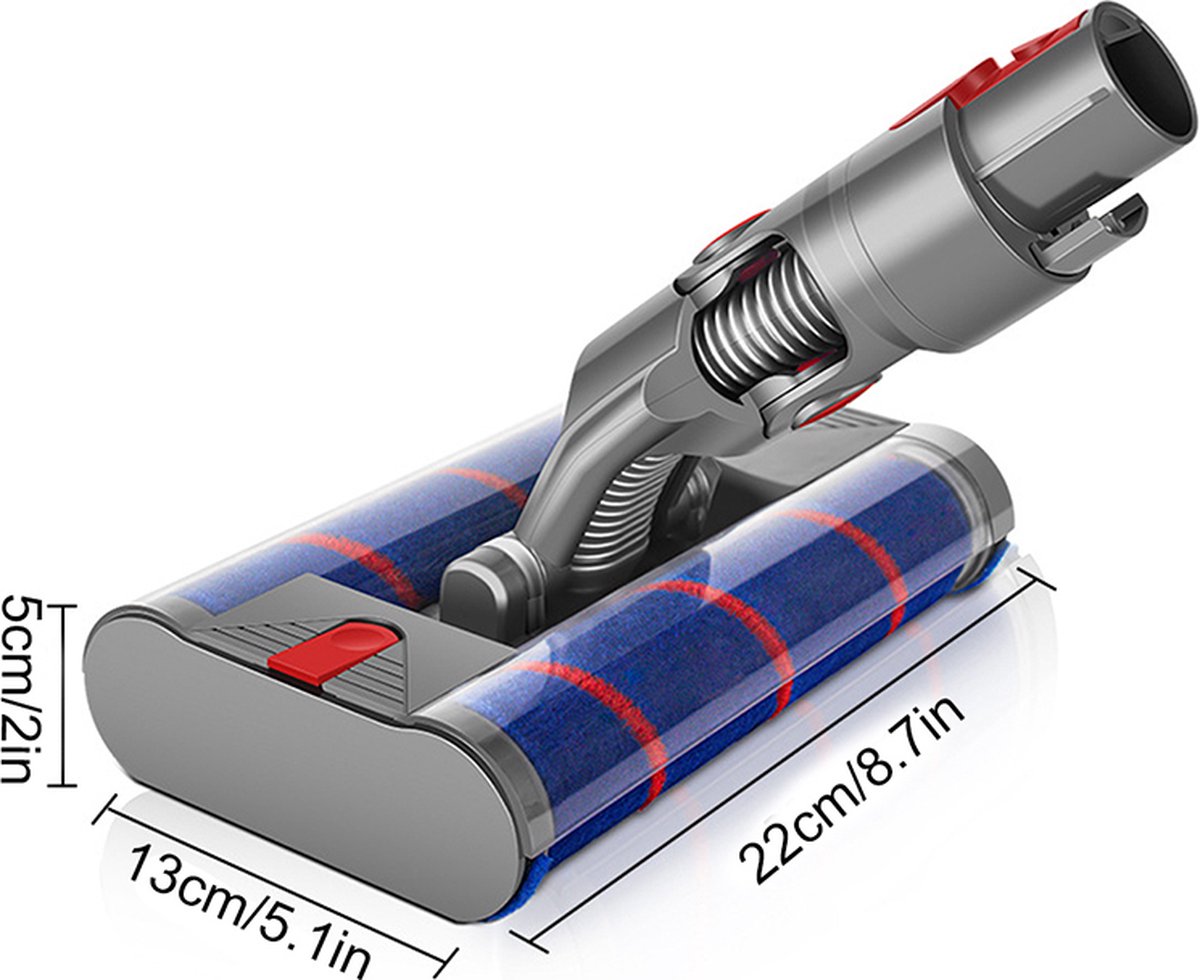Dual Head Suction Nozzle with soft roller - Soft Cloth Roller Brush - for Dyson V7 / V8 / V10 / V11 Series Stick Vacuum Cleaners