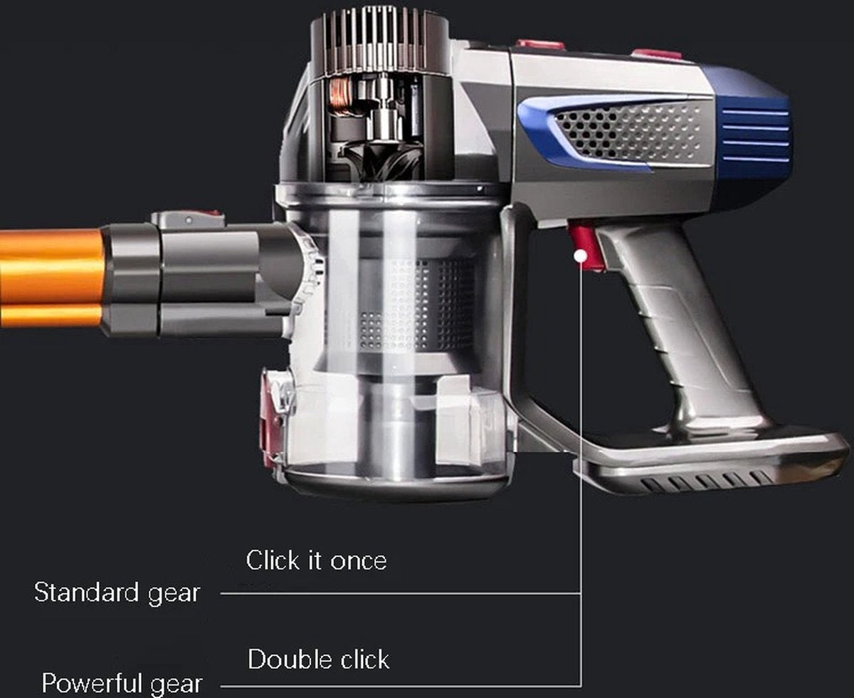 MazrekuHome® Bagless Vacuum Cleaner - Cordless Vacuum Cleaner - Powerful Suction with Dual Motor and LED Lighting