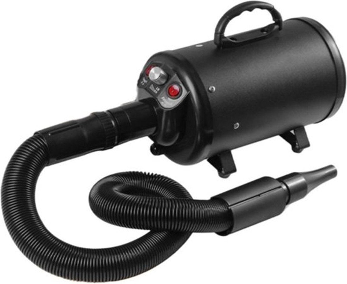 Professional Dog Hair Dryer - Water Blower for Dogs - Dog Hair Dryer with 4 Nozzles - 2800W Adjustable Power - Black