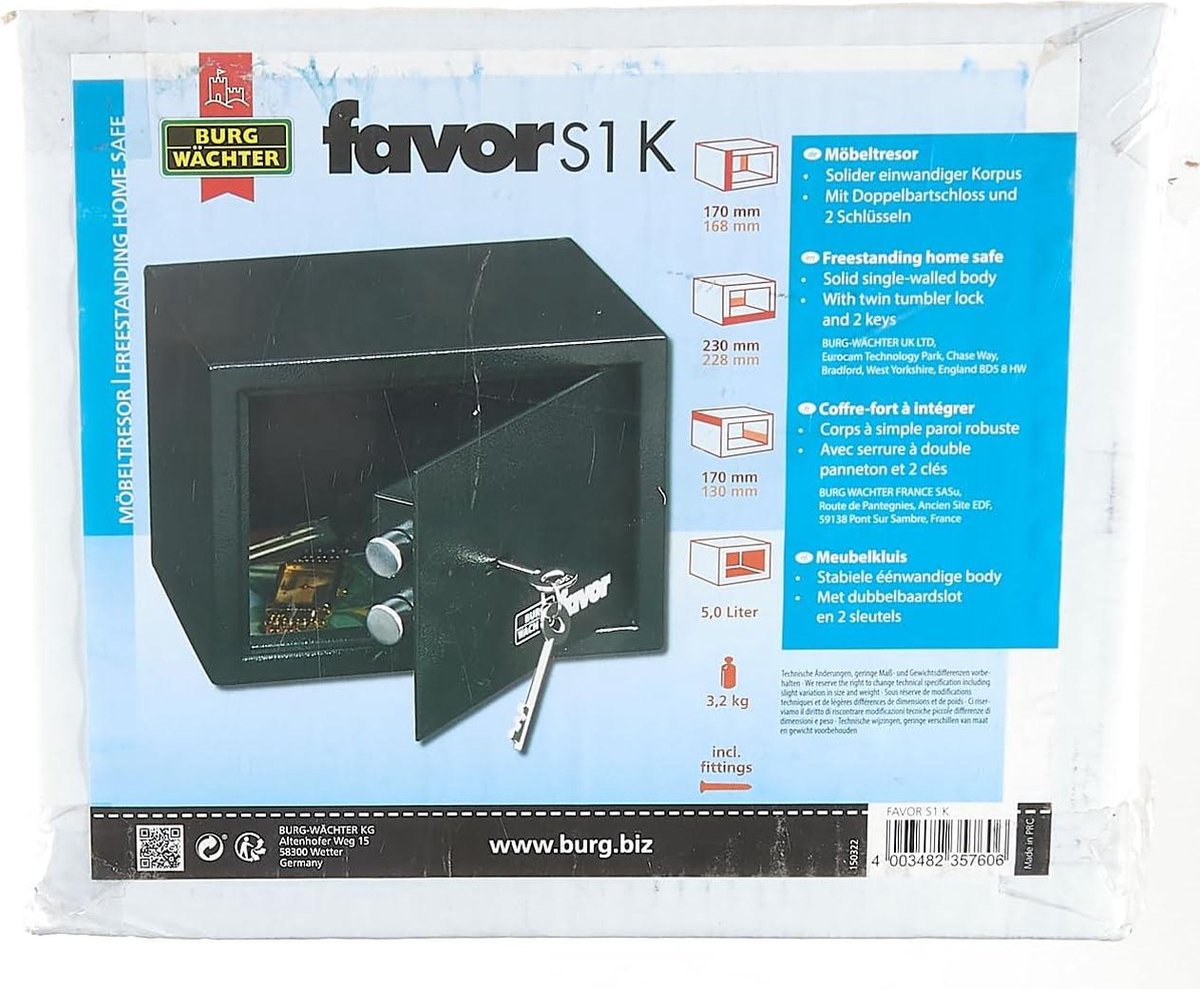 Furniture safe key Favor 52 l 33 kg S1 K black - Fireproof safe