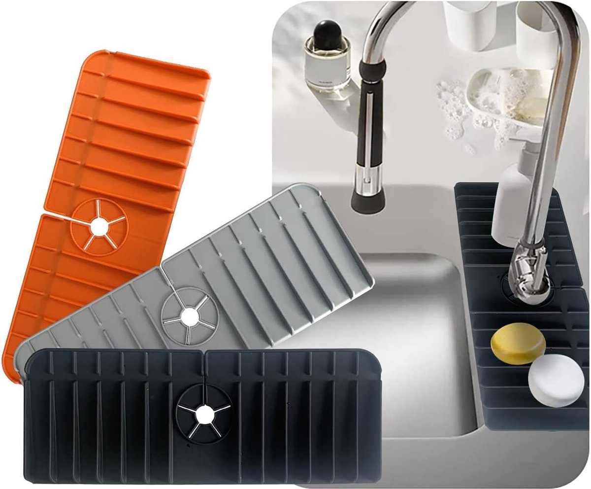 Kraanmat - Afdruipmat - Droogmat - Gootsteenmat - Duurzaam - Zwart - Geschikt voor kranen met een diameter van 3,5 tot 5 cm - Must-have voor in de keuken!