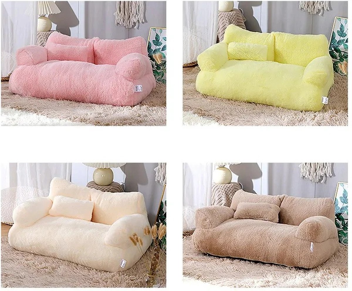 Luxury Cat Basket - Cat Bed - Cat Sofa - Pet Bed For Small Medium Dogs Cats - Comfortable Plush - 55x38x18cm - Beige