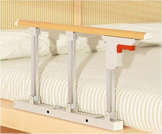 Bedhek, Opvouwbare Ouderen Handgreep, Ondersteuning Volwassen Veiligheidsrail Antislip voor Gehandicapte Huiszorg, 2 Kleuren (Houtkleur, Maat: 70X40CM)