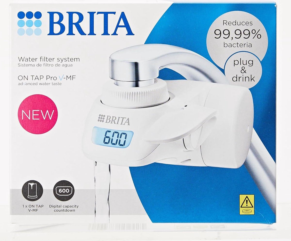 BRITA ON TAP Pro V-MF Waterfiltersysteem incl. 1 filterpatroon - 99,99% - Bacterievrij waterfilters & drinkflessen - Duurzaam Water met Filtertechnologie - Uitstekende Smaak waterfilter kraan