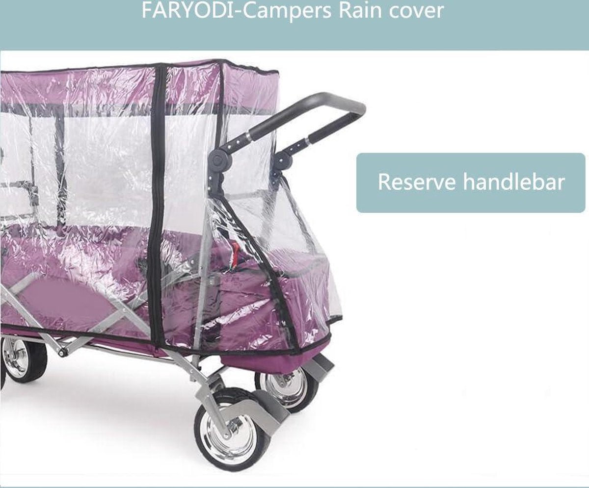 Regenhoes voor bolderkar - transparant - opvouwbaar - strand - waterdicht - accessoires - universeel
