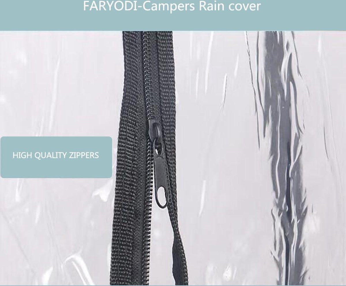 Regenhoes voor bolderkar - transparant - opvouwbaar - strand - waterdicht - accessoires - universeel