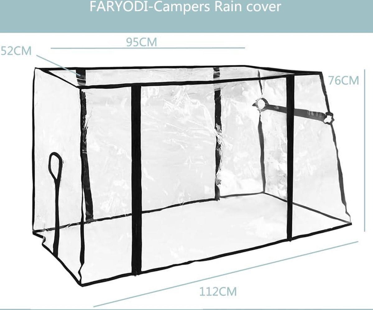 Regenhoes voor bolderkar - transparant - opvouwbaar - strand - waterdicht - accessoires - universeel