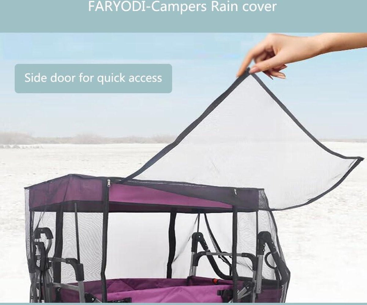 Regenhoes voor bolderkar - transparant - opvouwbaar - strand - waterdicht - accessoires - universeel