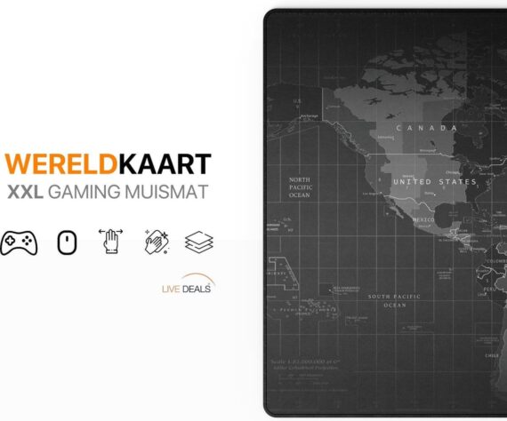Muismat XXL – Bureau Onderlegger – Gaming Mousepad – 80×30 CM – Wereldkaart