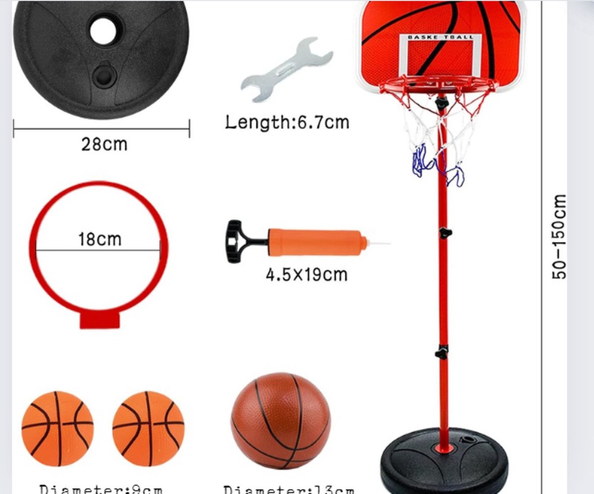 Basketbalset - Speelset Junior - Basketbalstandaard - Hoop - Basket - Ringen - Basketballen - Ring voor kinderen