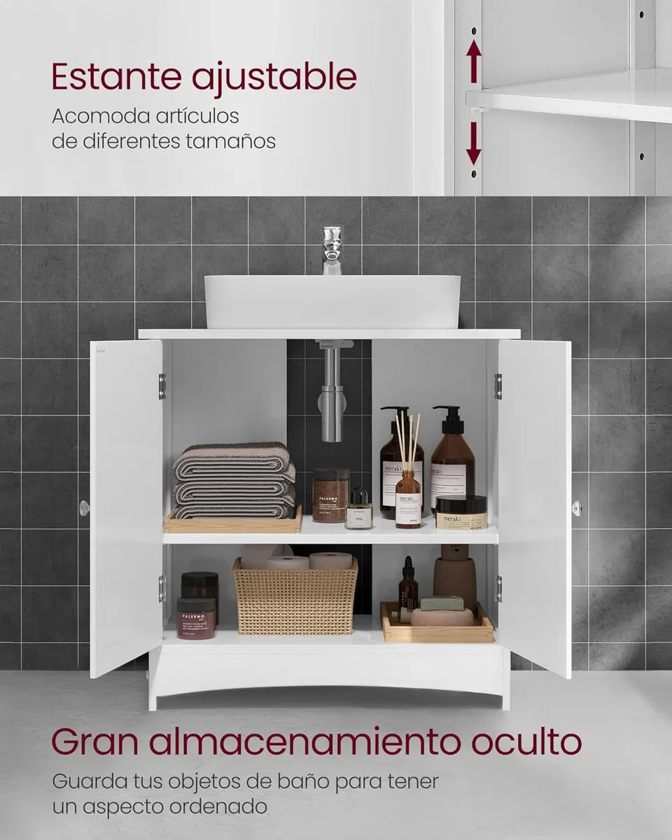 Washbasin Base Cabinet With Siphon Cut-out - Bathroom Washbasin Cabinet Siphon Storage Furniture Cabinet - White