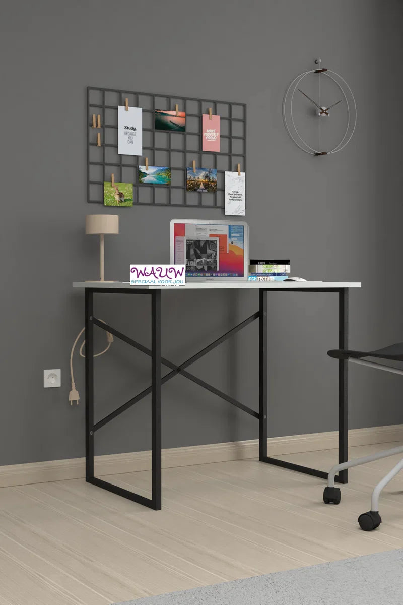 Desk - White - 60x90 cm - Table - Desk - Computer desk - Office desk - Laptop table - Office desk for Adults
