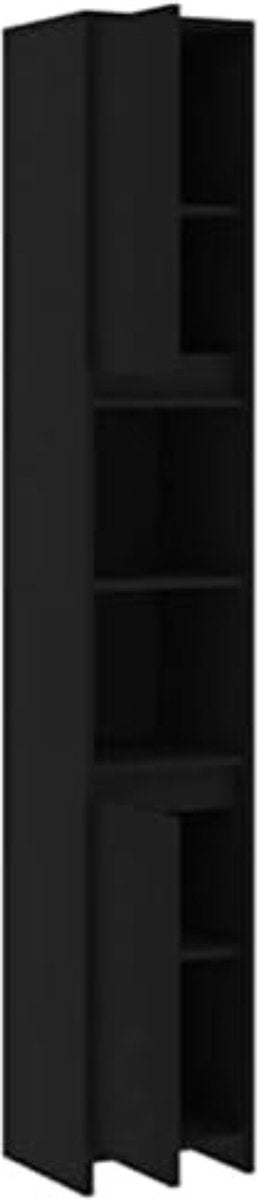 Tall Bathroom Cabinets - Bathroom Column Cabinet - Free-standing Column Cabinet - Narrow Cabinet with Doors - Black