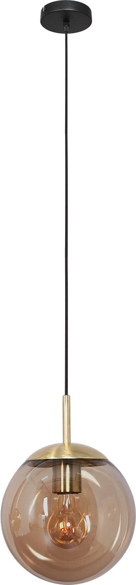 Pendant lamp glass sphere | 1 light | amber / gold / black | glass / metal | Ø 25 cm | height adjustable up to 170 cm | dining room / dining table lamp | modern / atmospheric design